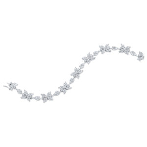 18K White Gold Butterfly Design Diamond Line Bracelet