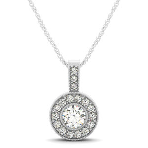 14Kw Diamond Halo Pendant 0.87  CT TW
