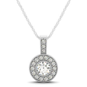 14Kw Diamond Halo Pendant 0.87  CT TW