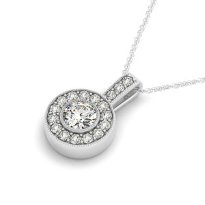 14Kw Diamond Halo Pendant 0.87  CT TW