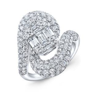 18K White Gold Fancy Swirl Diamond Ring