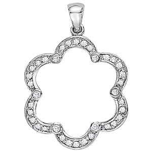 Flower Shape Round Diamond Pendant 0.38 CT TW