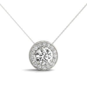 14Kw Diamond Halo Pendant 1.00 CT TW