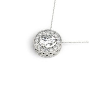 14Kw Diamond Halo Pendant 1.00 CT TW