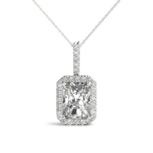 14Kw Diamond Rectangular Halo Pendant 1.20 CT TW