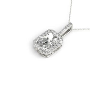 14Kw Diamond Rectangular Halo Pendant 1.20 CT TW