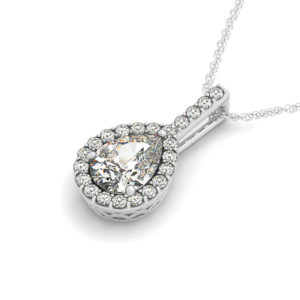 14Kw Pair Shaped Halo Diamond Pendant 1.20 CT TW