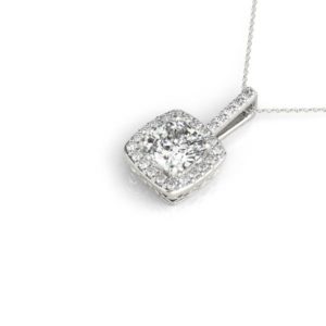 14Kw Diamond Rectangular Halo Pendant 1.20 CT TW