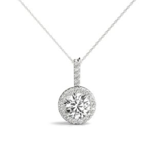 14Kw Diamond Halo Pendant 1.00 CT TW