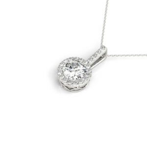 14Kw Diamond Halo Pendant 1.00 CT TW