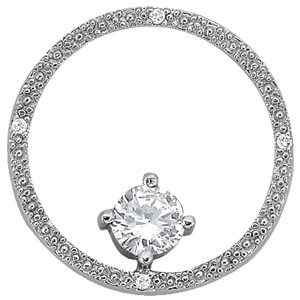 14Kw Round Diamond Pendant W/ Center Stone 0.50 CT TW