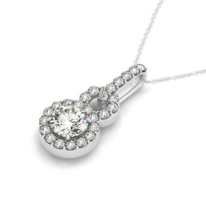 14Kw Round Diamond Halo Pendant 1.37 CT TW