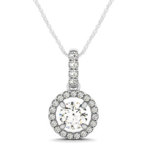 14Kw Diamond Halo Pendant 1.25 CT TW