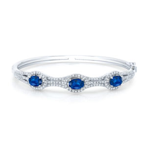 18K White Gold Sapphire & Diamond Bangle Bracelet