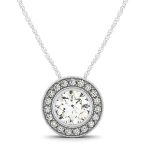 14Kw Diamond Halo Pendant 1.20 CT TW