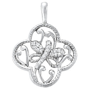 14Kw Floral Firefly Pendant 0.10 CT TW