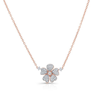 18K Rose Gold Flower Petal Pendant With Diamonds