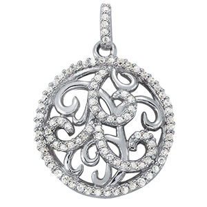 14Kw Round Floral Diamond Pendant 0.50 CT TW