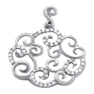 14Kw Round Floral Diamond Pendant 0.25 CT TW