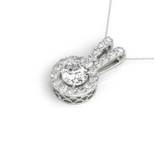 14 Kw Round 2 Prong Halo Diamond Pendant 1.33 CT TW