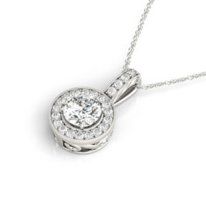 14 Kw Round Halo Diamond Pendant 1.00 CT TW