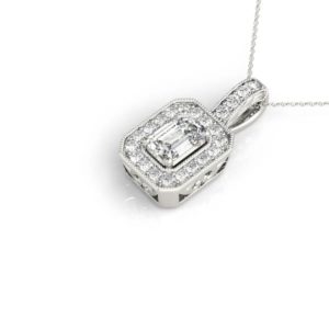 14Kw Rectangular Halo Diamond Pendant 0.25 CT TW