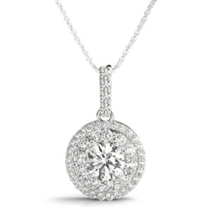 14 Kw Round Halo Diamond Pendant 1.63 CT TW