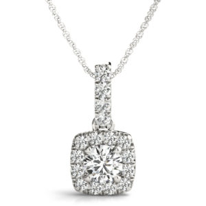 14 Kw Square Halo Diamond Pendant 1.00 CT TW