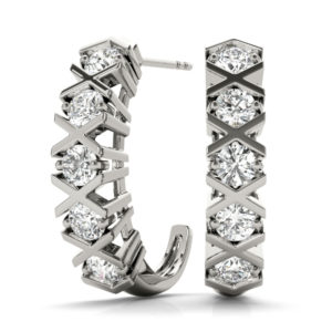 14Kw J Style Diamond Earrings 1.00 CT TW
