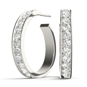 14Kw C Style Round Hoop Diamond Earrings 0.50 CT TW