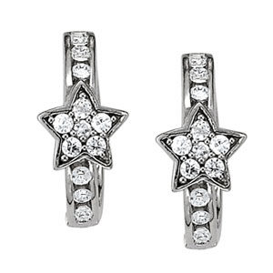 14Kw Round Star Earrings 0.25 CT TW