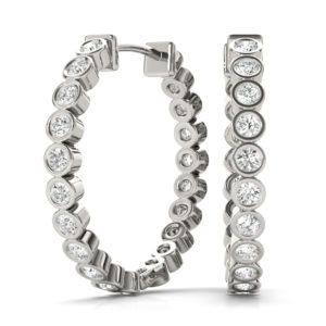 14Kw Round Diamond Hoop Earrings 1.00 CT TW