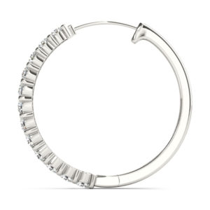 14Kw Round Diamond Hoop Earrings 1.00 CT TW