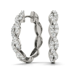 14Kw Round Diamond Hoop Earrings 0.25 CT TW