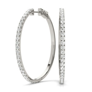 14Kw Circular Diamond Hoop Earrings 1.00 CT TW