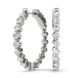 14Kw Circular Diamond Hoop Earrings 1.00 CT TW