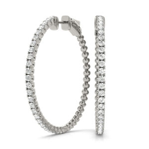 14Kw Circular Diamond Hoop Earrings 1.25 CT TW