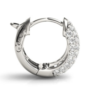 14Kw 5 Row Pave Diamond Hoop Earrings 0.75 CT TW