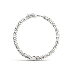 14Kw Round Diamond Hoop Earrings In & Out 2.66 CT TW