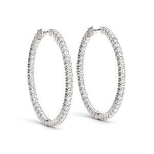 14Kw Round Diamond Hoop Earrings 5 25 CT TW