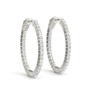 14Kw Oval Diamond Hoop Earrings In & Out 3.75 CT TW