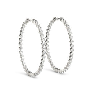 14Kw Round Diamond Hoop Earrings 2.66 CT TW