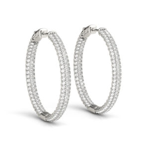 14Kw Diamond Round Hoop Earrings in & out  7.00 CT TW