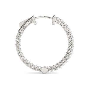 14Kw Diamond Round Hoop Earrings In & Out 10.00 CT TW