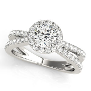 14Kw Halo Engagement Diamond Ring Wedding Set 0.88 CT TW