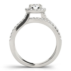 14Kw Halo Engagement Diamond Ring Wedding Set 0.88 CT TW