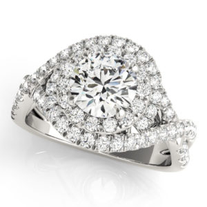 14Kw Halo Engagement Diamond Ring Wedding Set 1.83 CT TW