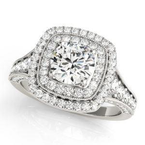 14Kw Halo Engagement Diamond Ring Wedding Set 1.98 CT TW