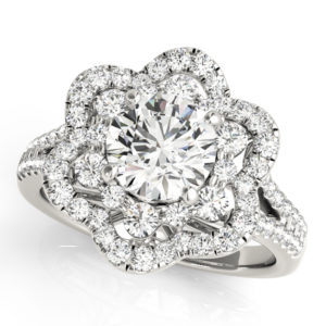 14Kw Halo Engagement Diamond Ring Wedding Set 1.58 CT TW