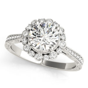 14Kw Halo Engagement Diamond Ring Wedding Set 1.30 CT TW